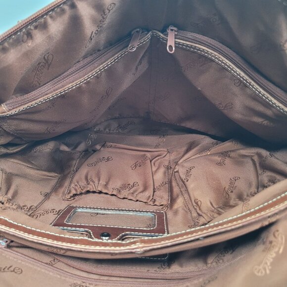 VTG Fossil Executive Women's Brown Leather Tote Shoulder Bag - Picture 8 of 12